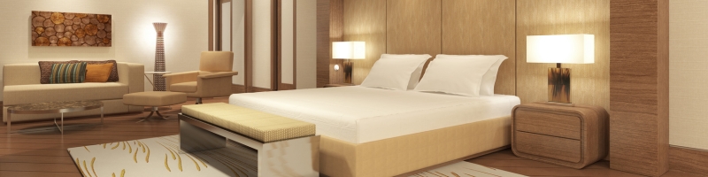 sovrum hotellkänsla grått